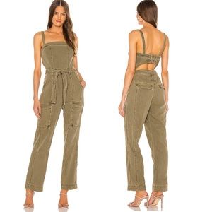 Free People Go West Utility Open Back Jumpsuit Xs